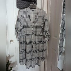 Sheer Button Down Babydoll Tunic in Plaid from Torrid Size 2